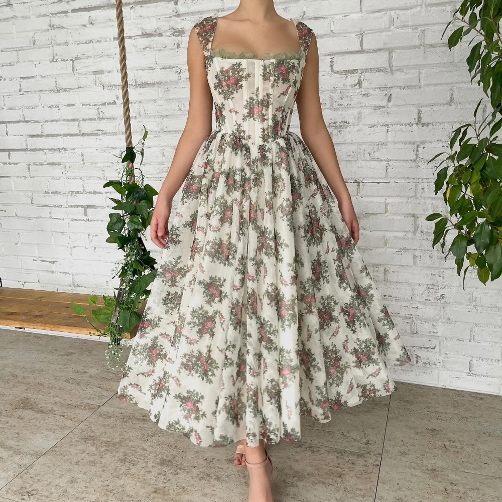 Teuta Matoshi - Flowery Filigree Corset Dress